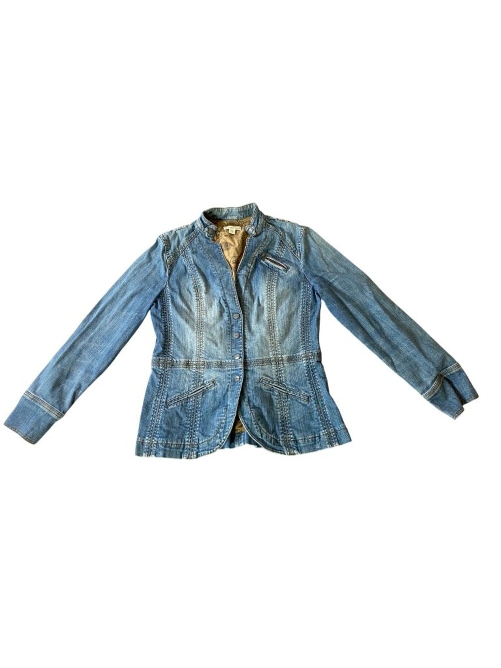 Coldwater Creek Blue Denim Jacket Light Wash Button-Up Casual Size 8